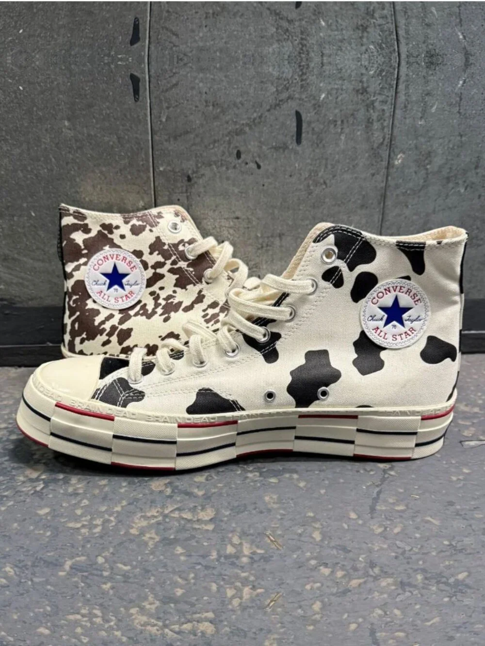 CONVERSE x BRAIN DEAD Chuck 70 Hi Cow Print High Top Sneakers Sz 11 169946C - Picture 6 of 11